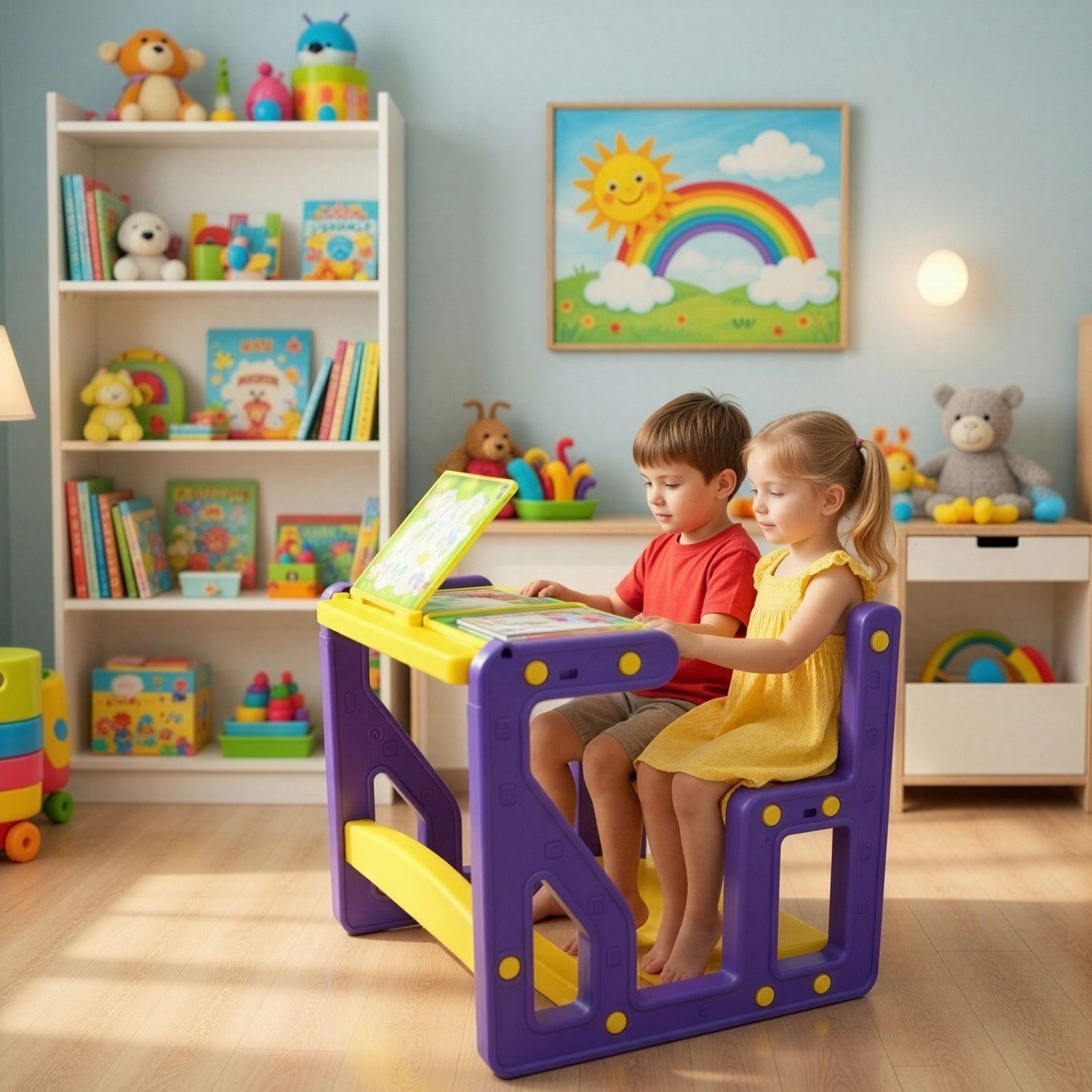 OK Play Mini Minds Double (With Lid) school furniture supplied in Bellary by CBM IMPEX