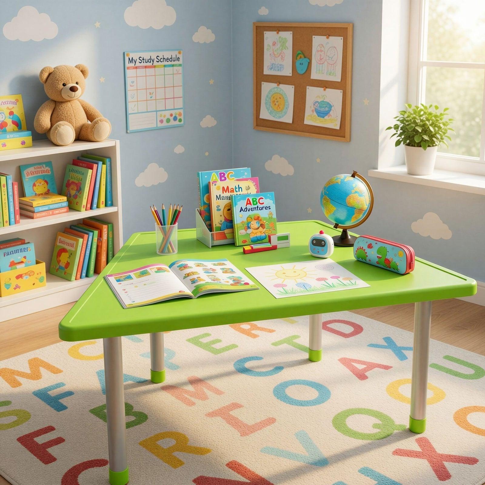 OK Play Trapezium Table  (Metal Leg) school furniture supplied in KR Puram by CBM IMPEX
