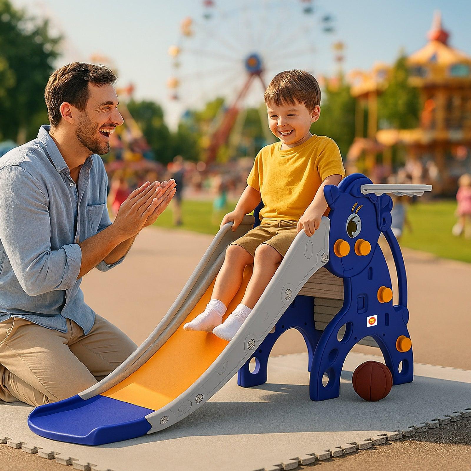 OK Play Unicorn Slide With Basketball Ring - Junior - Slides