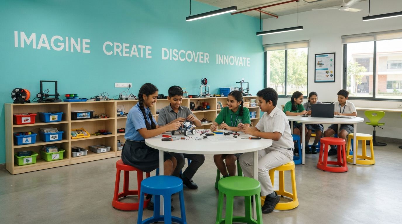 Robotics and innovation lab classroom for school students