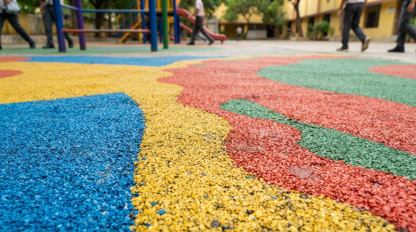 EPDM rubber safety flooring for a school playground surface