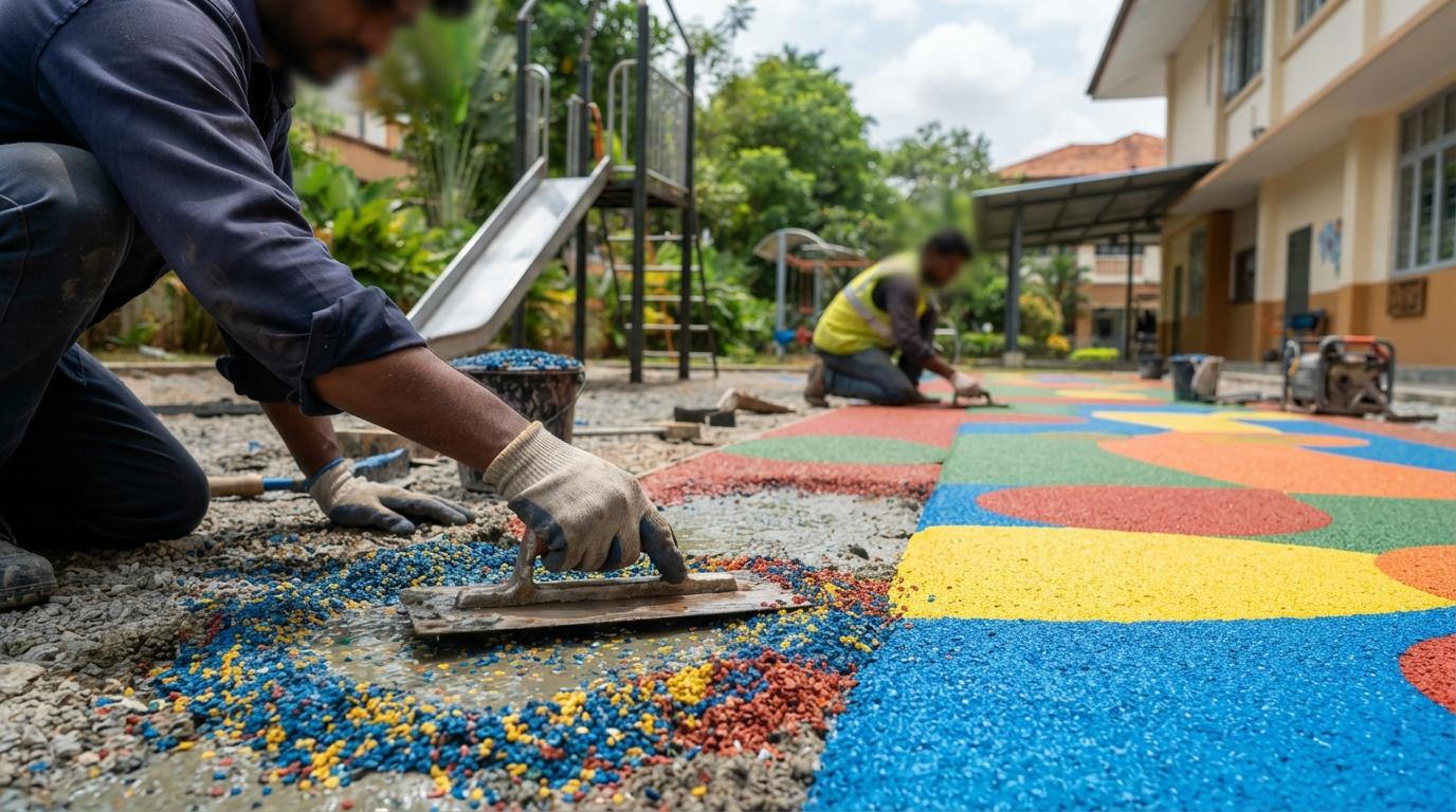 EPDM rubber safety flooring for a school playground surface